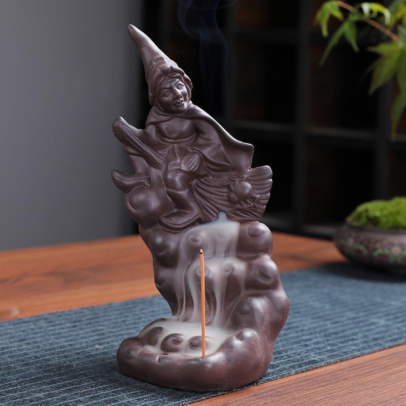 Incense Burner Holder Backflow Cones Table Mat Smoke Waterfall Witch Brown Relax