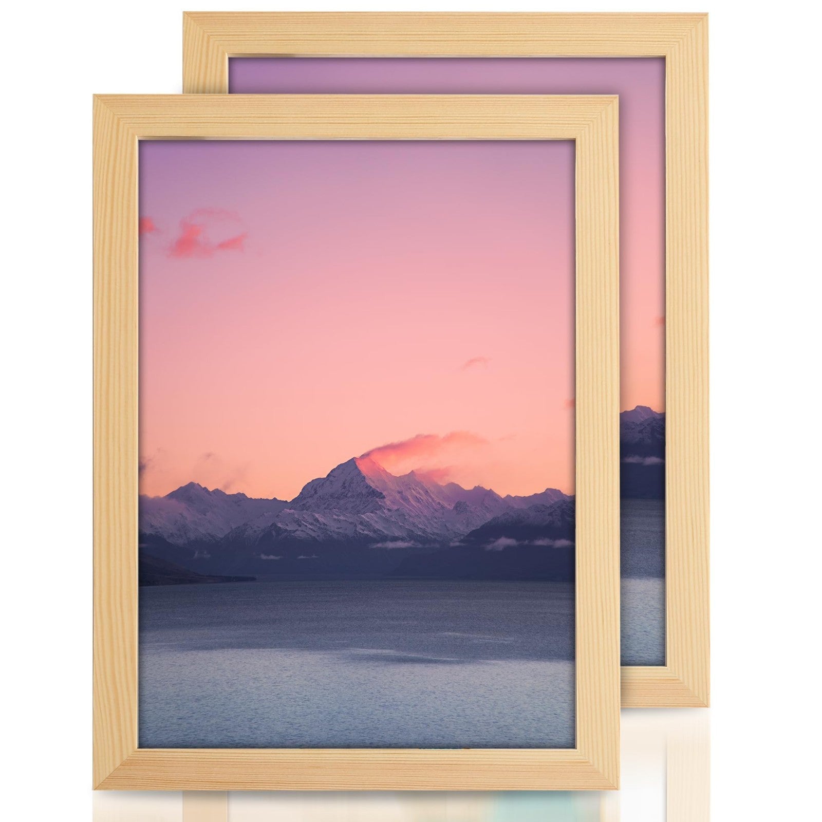 2PCS A4 Picture Frame Wood Glass - Front view