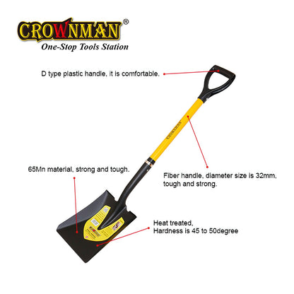 Square Steel Shovel Heavy Duty Large Garden Spade D-Handle Shovel Digging Tool